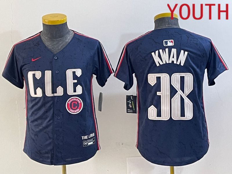 Youth Cleveland Indians #38 Kwan Blue City Edition Nike 2024 MLB Jersey style 4->youth mlb jersey->Youth Jersey